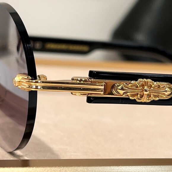 Chrome Hearts Round Sunglasses with Gold Detailing and Case - Picture 3 of 5